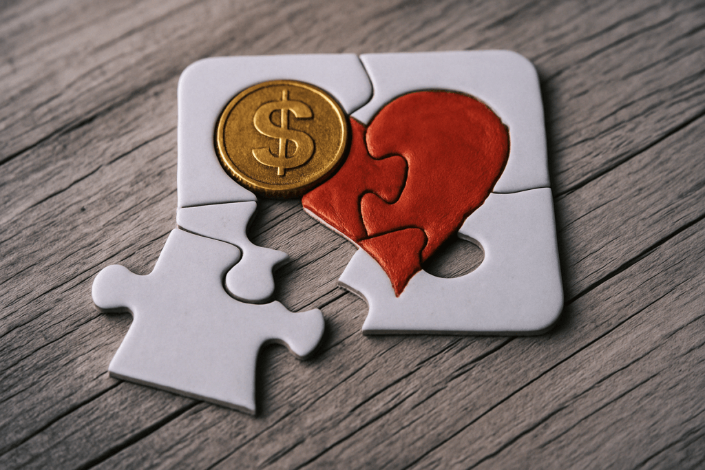 Sovereign Wealth Funds- A close-up image of interlocking golden puzzle pieces forming a coin shape, symbolizing emotional investment and financial structure.