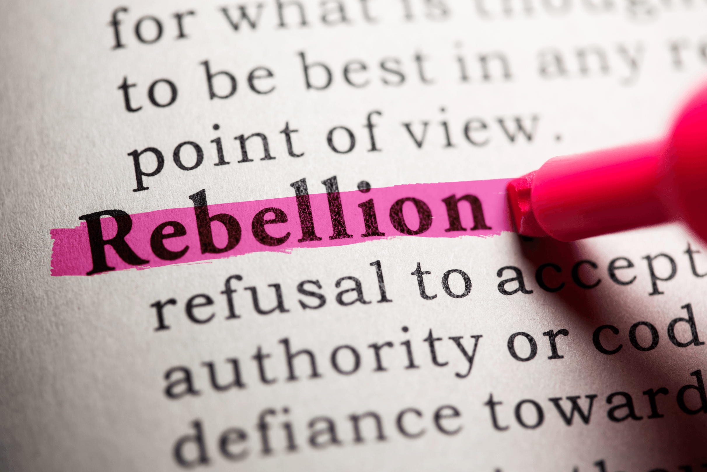 The word rebellion highlighted in pink as part of villain era expression