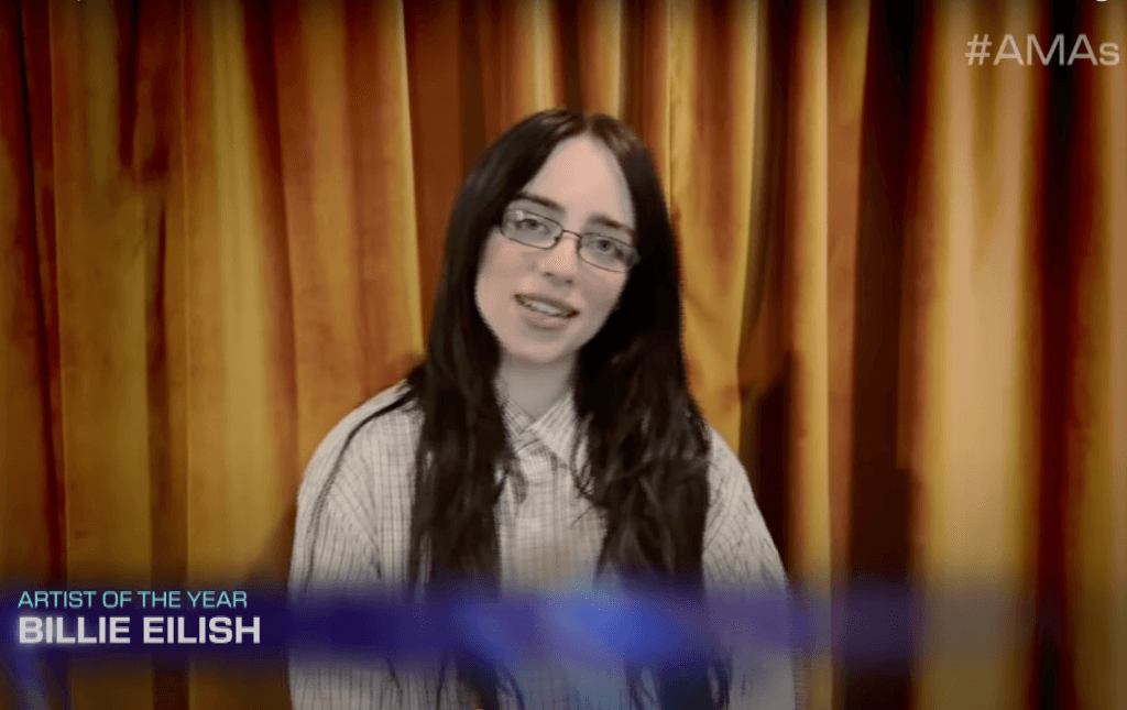 AMAs 2025 - Billie Eilish accepts Artist of the Year via video at the 2025 AMAs