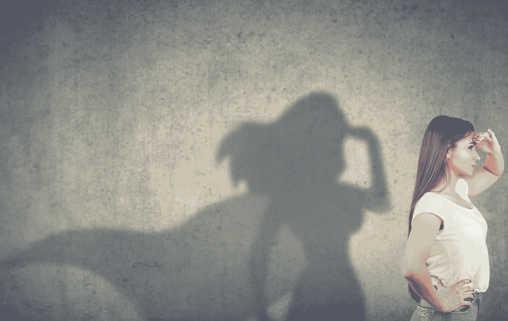 writing instead of therapy - Woman casting superhero shadow, symbolizing hidden strength and transformation