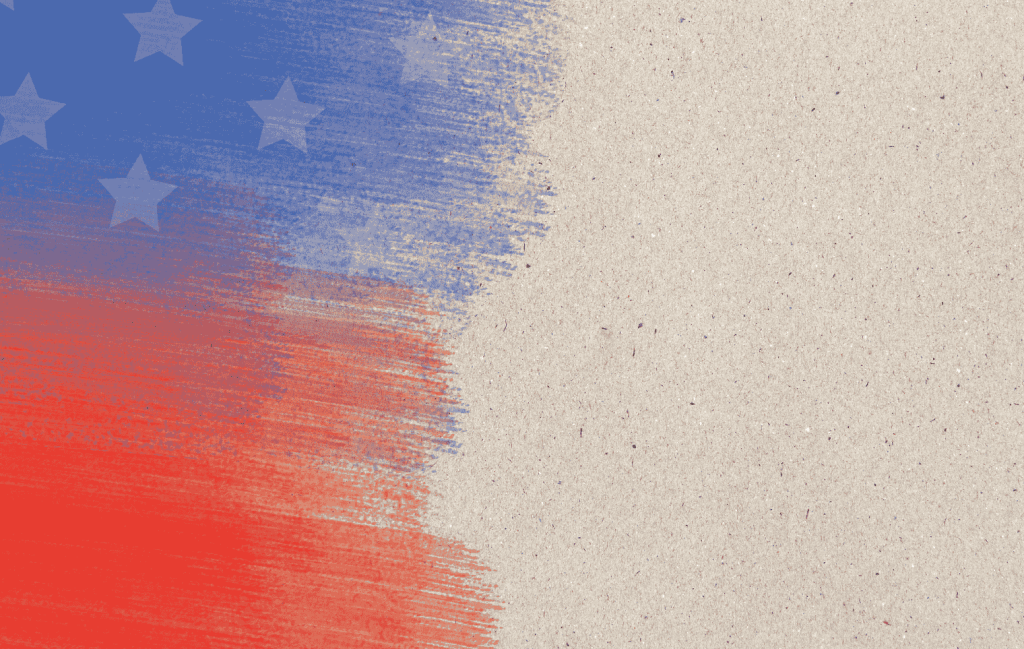 America Global Power Lost - Faded brushstroke of the American flag on textured paper background