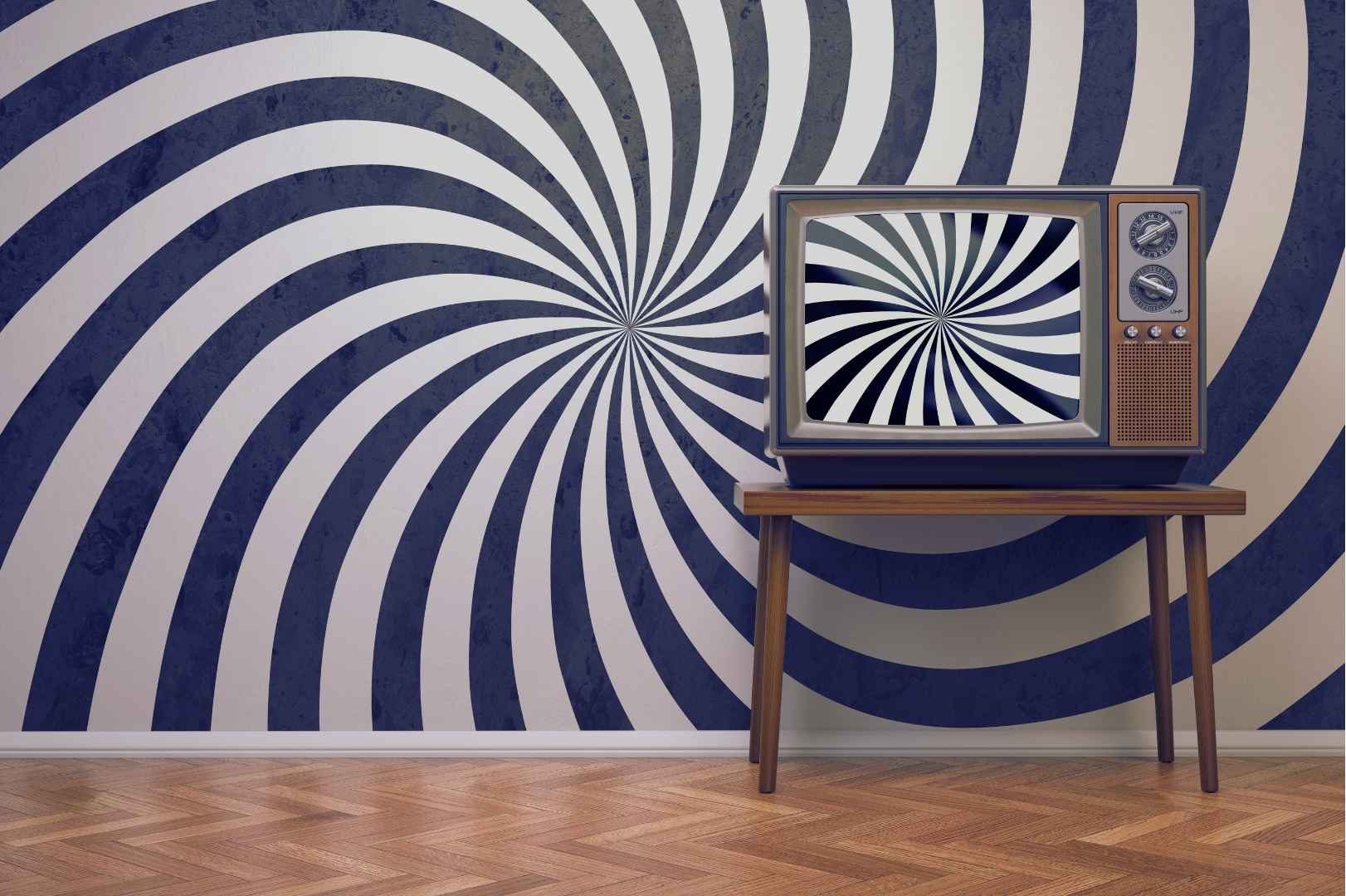 Israel social media propaganda - Vintage television displaying hypnotic spiral pattern