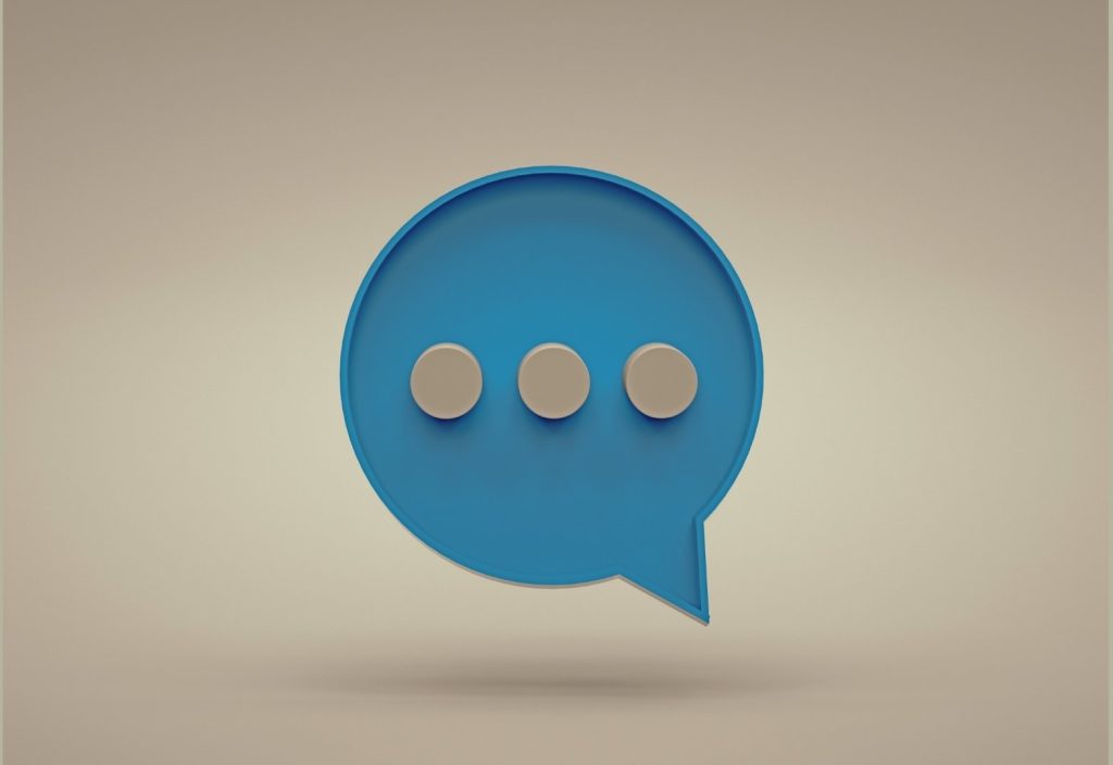 Female friendships - Blue 3D chat bubble with ellipsis, symbolizing a message waiting to be sent