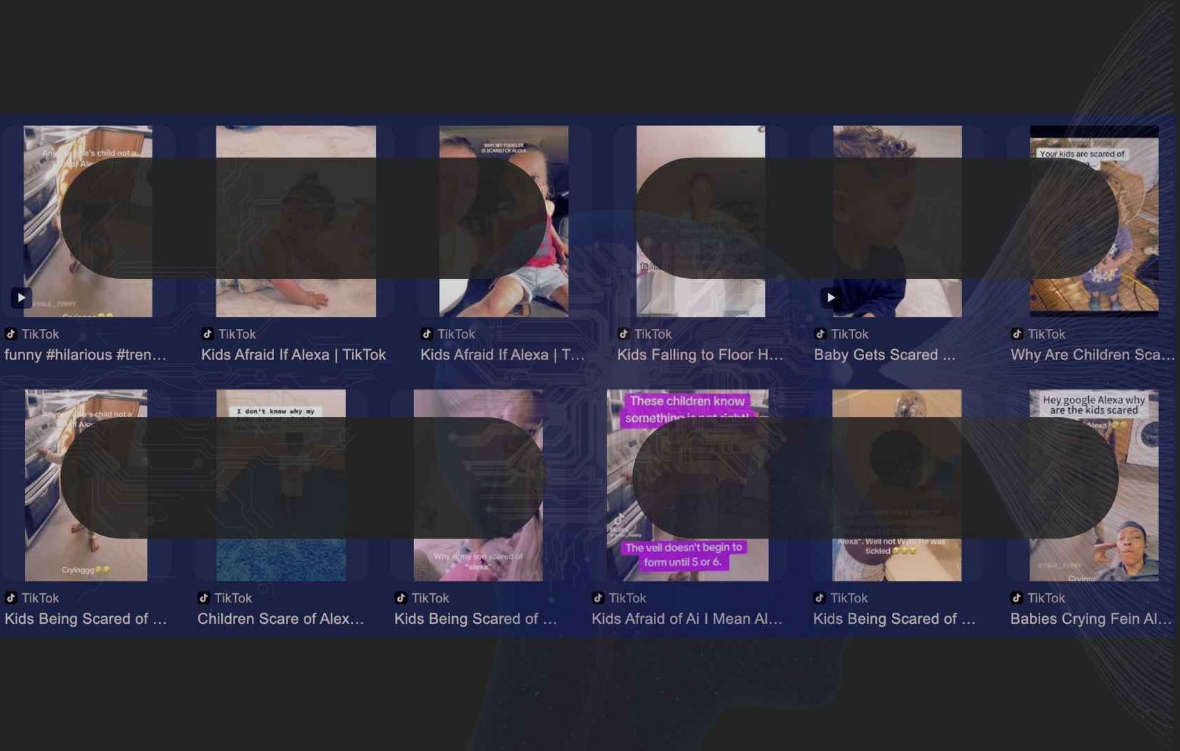 Collage of viral TikTok clips showing toddler fear of Alexa smart speaker