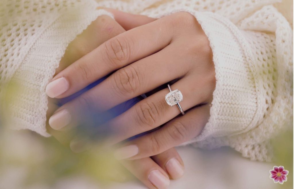 Diamond symbolizes love - Diamond engagement ring close-up, symbol of love and cultural tradition.
